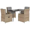 Image de vidaXL Ensemble à Manger de Jardin avec Coussins 5pcs Beige Poly rotin
