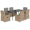 Image de vidaXL Ensemble à Manger de Jardin et Coussins 7 pcs Beige Poly rotin