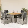 Image de vidaXL Ensemble à manger de jardin 5 pcs coussins gris résine tressée