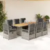 Image de vidaXL Ensemble à manger de jardin 9 pcs coussins gris résine tressée