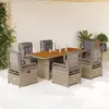 Image de vidaXL Ensemble à manger de jardin et coussins 7 pcs beige poly rotin