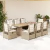 Image de vidaXL Ensemble à manger de jardin et coussins 9 pcs beige Poly rotin