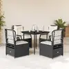 Image de vidaXL Ensemble à manger de jardin coussins 5pcs Noir Résine tressée