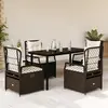 Image de vidaXL Ensemble à manger de jardin 5 pcs et coussins marron poly rotin