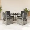 Image de vidaXL Ensemble à manger de jardin 5 pcs coussins gris résine tressée