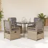 Image de vidaXL Ensemble à manger de jardin avec coussins 5pcs Beige poly rotin