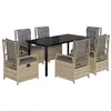 Image de vidaXL Ensemble à Manger de Jardin et Coussins 7 pcs Beige Poly rotin