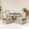 Image de vidaXL Ensemble à manger de jardin avec coussins 5pcs Beige poly rotin