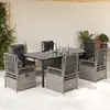 Image de vidaXL Ensemble à manger de jardin et coussins 7 pcs gris clair rotin