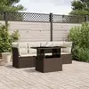 Image de vidaXL Salon de jardin avec coussins 5 pcs marron résine tressée