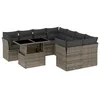 Image de vidaXL Salon de Jardin 9 pcs avec Coussins Gris résine tressée