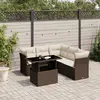 Image de vidaXL Salon de jardin avec coussins 6 pcs marron résine tressée