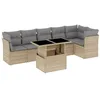 Image de vidaXL Salon de Jardin avec Coussins 7 pcs Beige résine tressée