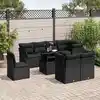 Image de vidaXL Salon de jardin 9 pcs avec coussins noir résine tressée