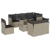 Image de vidaXL Salon de Jardin 9 pcs avec Coussins Gris Clair résine tressée