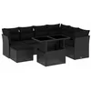 Image de vidaXL Salon de Jardin 8 pcs avec Coussins Noir résine tressée