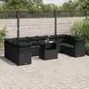Image de vidaXL Salon de jardin 11 pcs avec coussins noir résine tressée
