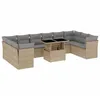 Image de vidaXL Salon de Jardin 11 pcs avec Coussins Beige résine tressée