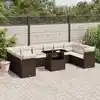 Image de vidaXL Salon de jardin et coussins 11 pcs marron résine tressée