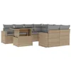 Image de vidaXL Salon de Jardin avec Coussins 9 pcs Beige résine tressée