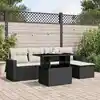 Image de vidaXL Salon de jardin 6 pcs avec coussins noir résine tressée
