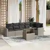 Image de vidaXL Salon de jardin avec coussins 7 pcs gris clair résine tressée