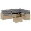 Image de vidaXL Salon de Jardin avec Coussins 7 pcs Beige résine tressée