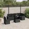 Image de vidaXL Salon de jardin 7 pcs avec coussins noir résine tressée