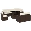 Image de vidaXL Salon de Jardin avec Coussins 9 pcs Marron résine tressée
