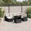 Image de vidaXL Salon de jardin 8 pcs avec coussins noir résine tressée