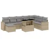 Image de vidaXL Salon de Jardin avec Coussins 9 pcs Beige résine tressée
