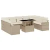 Image de vidaXL Salon de Jardin avec Coussins 10 pcs Beige résine tressée