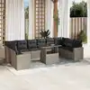 Image de vidaXL Salon de jardin 11 pcs avec coussins gris clair résine tressée