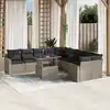 Image de vidaXL Salon de jardin 11 pcs avec coussins gris clair résine tressée