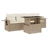 Image de vidaXL Salon de Jardin avec Coussins 5 pcs Beige résine tressée