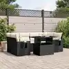 Image de vidaXL Salon de jardin 7 pcs avec coussins noir résine tressée