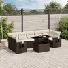 Image de vidaXL Salon de jardin 8 pcs avec coussins marron résine tressée