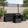 Image de vidaXL Salon de jardin 6 pcs avec coussins noir résine tressée
