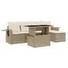 Image de vidaXL Salon de Jardin avec Coussins 6 pcs Beige résine tressée