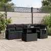 Image de vidaXL Salon de jardin 6 pcs avec coussins noir résine tressée