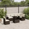 Image de vidaXL Salon de jardin avec coussins 7 pcs marron résine tressée