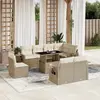 Image de vidaXL Salon de jardin avec coussins 9 pcs beige résine tressée
