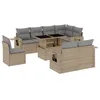 Image de vidaXL Salon de Jardin avec Coussins 9 pcs Beige résine tressée