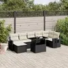 Image de vidaXL Salon de jardin 8 pcs avec coussins noir résine tressée
