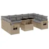 Image de vidaXL Salon de Jardin avec Coussins 10 pcs Beige résine tressée