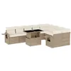 Image de vidaXL Salon de Jardin avec Coussins 10 pcs Beige résine tressée