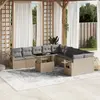 Image de vidaXL Salon de jardin 11 pcs avec coussins beige résine tressée