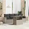 Image de vidaXL Salon de jardin 5 pcs avec coussins gris clair résine tressée