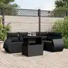 Image de vidaXL Salon de jardin 6 pcs avec coussins noir résine tressée