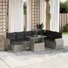 Image de vidaXL Salon de jardin 9 pcs avec coussins gris clair résine tressée